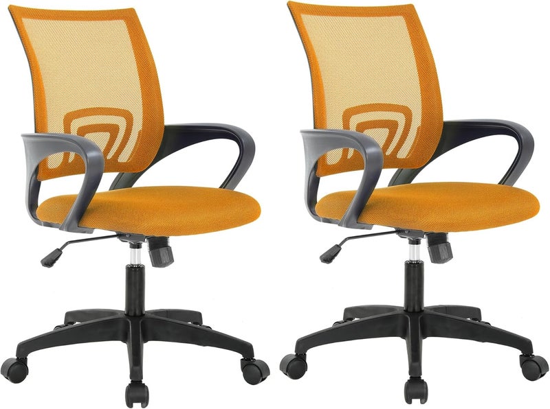 BestOffice Home Office Chair Ergonomic Desk Chair Mesh Comfortable Computer Chair with Lumbar Support Armrest Executive Rolling Swivel Adjustable Mid Back Task Chair,Orange - Image 1