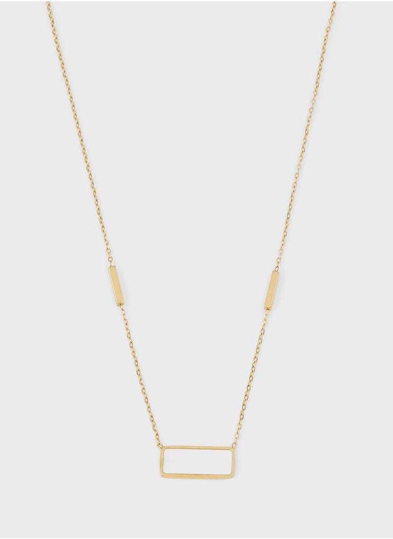 Lady Mauve CATRINE RECTANGLE SQUARE PEARL PENDANT BAR CHAIN NECKLACE  - Image 2