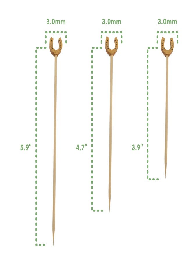 بامبو إم إن أعواد تزيينية من الخيزران على شكل حدوة حصان، بطول 5.9 بوصة، مثالية لتقديم الكوكتيلات والسندويشات والفواكه، مناسبة للمناسبات الخاصة، والأعياد، والمطاعم، وحفلات البوفيه، 100 قطعة - Image 3