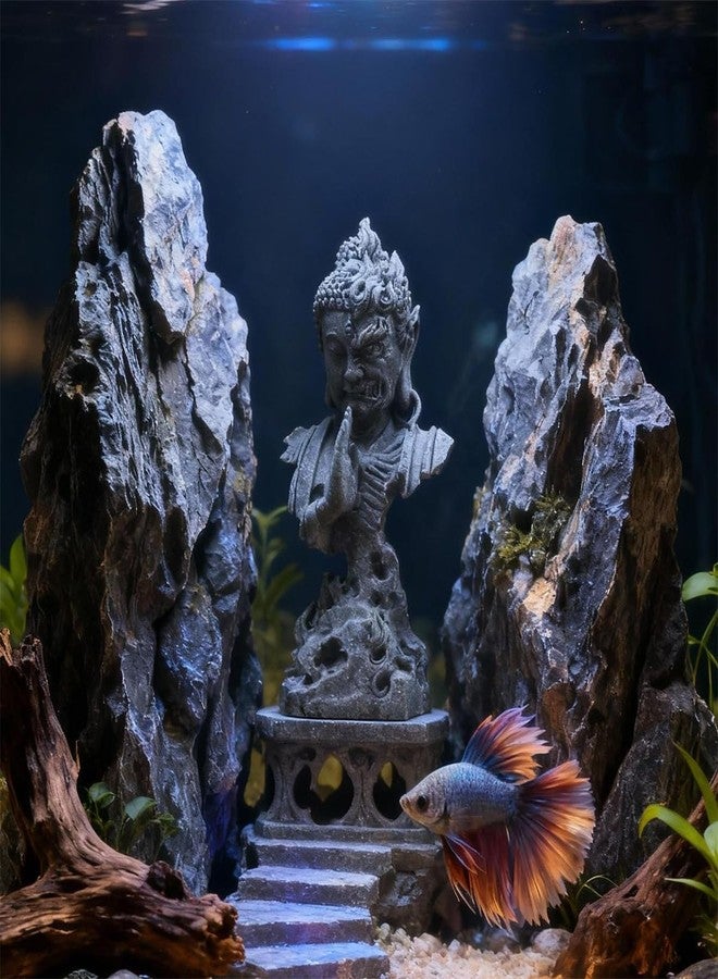 livelyfish Meditating Buddha Statue Zen Garden Statues Sandstone Thinker Buddha Sculpture Figurine for Fish Tank Aquarium Home Decorations, Gift (CS) - Image 5