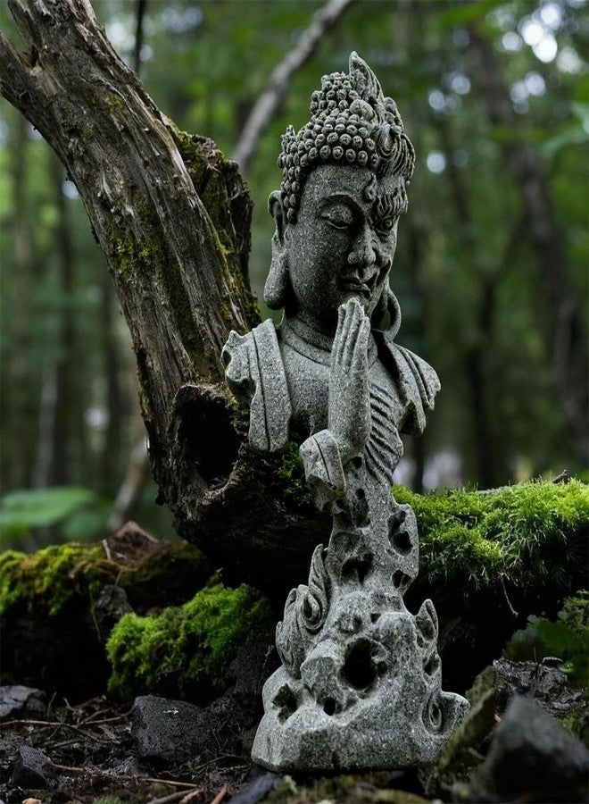 livelyfish Meditating Buddha Statue Zen Garden Statues Sandstone Thinker Buddha Sculpture Figurine for Fish Tank Aquarium Home Decorations, Gift (CS) - Image 4