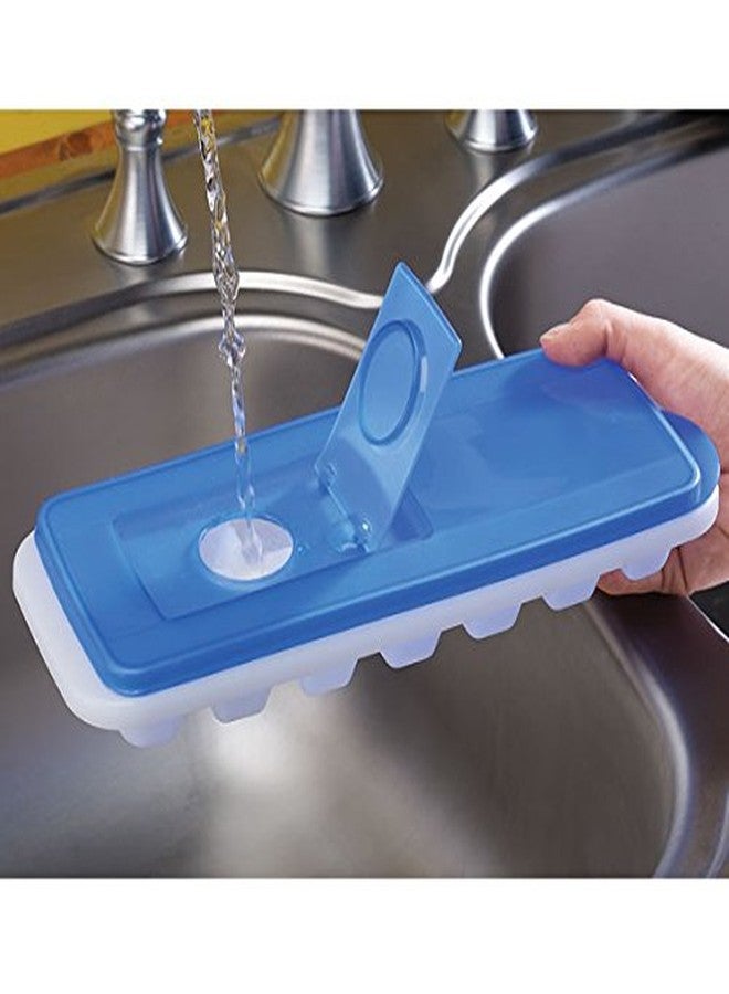 BloominGoods Ice Cube Trays with Lids | Stackable & No Spill, Covered Ice Cube Tray Set with Removable Covers | White & Blue (Pack of 2) by BloominGoods - Image 2