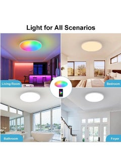 RGB Ceiling Light with Remote Control, 24 W RGB Colour Changing LED Ceiling Light, Dimmable LED Flush Mount Ceiling Light, For Bathroom, Living Room, Bedroom, Children's Room - pzsku/Z302859FE404F6EEF74AFZ/45/_/1729135614/ce577d7c-e5ea-4481-98ce-f7b9b87ee18e