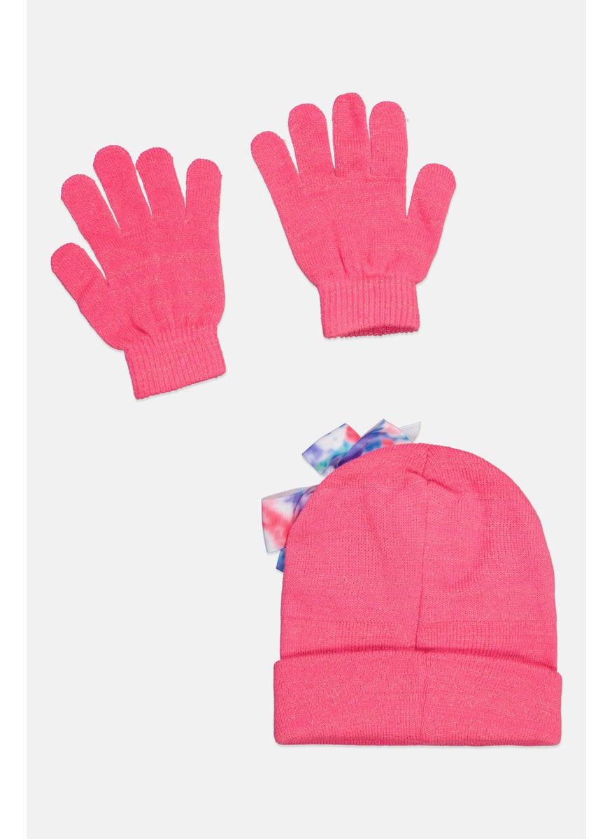 nickelodeon Kids Girl Jojo Winter Beanie Hat And Gloves Set, Pink Combo  - Image 2