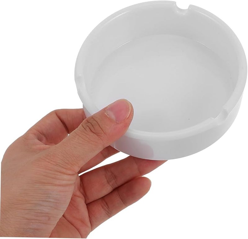 White Melamine Round Ashtrays 2 Pack Reusable Drop Resistant for Home Office Kitchen - Image 4