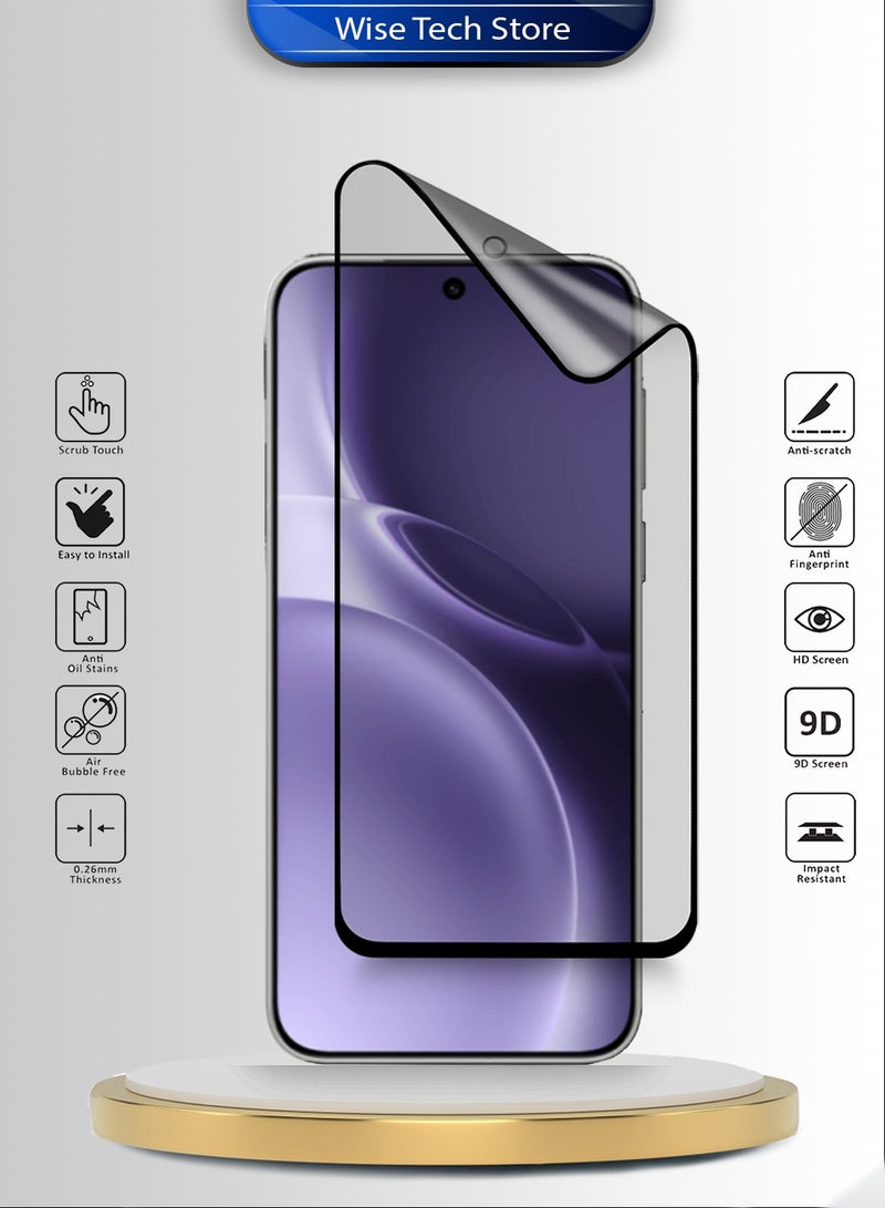 دبليو تيك فيفو X300 برو 5G 2025 واقي شاشة كامل من السيراميك النانو الفاخر مع غراء كامل وتغطية كاملة وطبقة مضادة لبصمات الأصابع (MSCNMN) - شفاف/أسود - Image 2