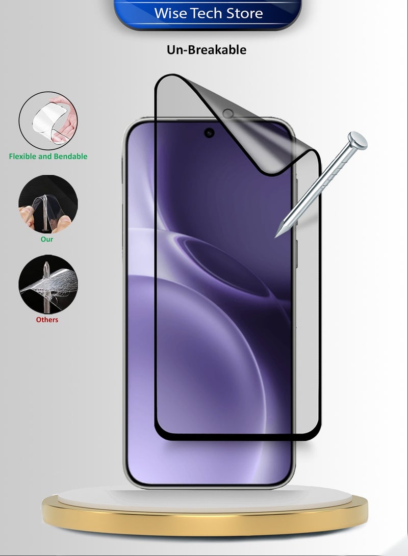 دبليو تيك فيفو X300 برو 5G 2025 واقي شاشة كامل من السيراميك النانو الفاخر مع غراء كامل وتغطية كاملة وطبقة مضادة لبصمات الأصابع (MSCNMN) - شفاف/أسود - Image 3