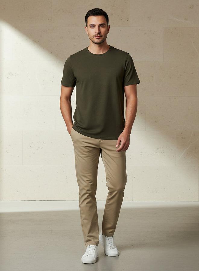 Iconic Men Slim Fit Round Neck Short Sleeve Popcorn Textured T-shirt - Image 2