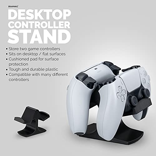 BRAINWAVZ Dual Game Controller Desktop Holder Stand - Universal Design for Xbox ONE, PS5, PS4, PC, Steelseries, Steam & More, Reduce Clutter UGDS-03 (Black) - Image 2