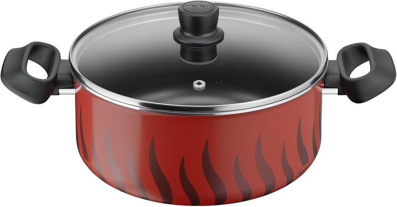 T-fal TEFAL Cooking Pot | Tempo Flame 24 cm Non Stick Casserole With Lid | Red | Aluminium | 2 Years Warranty | C3044685 - Image 1