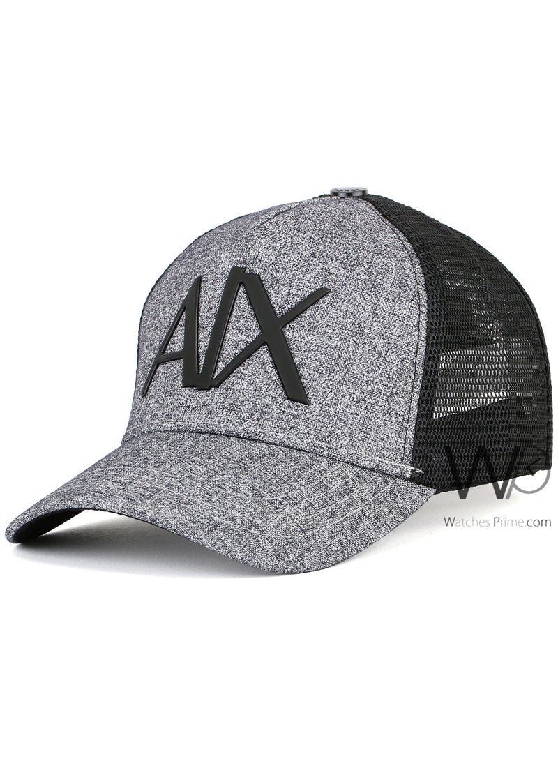 Armani Exchange Armani Exchange AX Trucker Mesh Cap Gray Color Cotton Hat For Men - Image 1