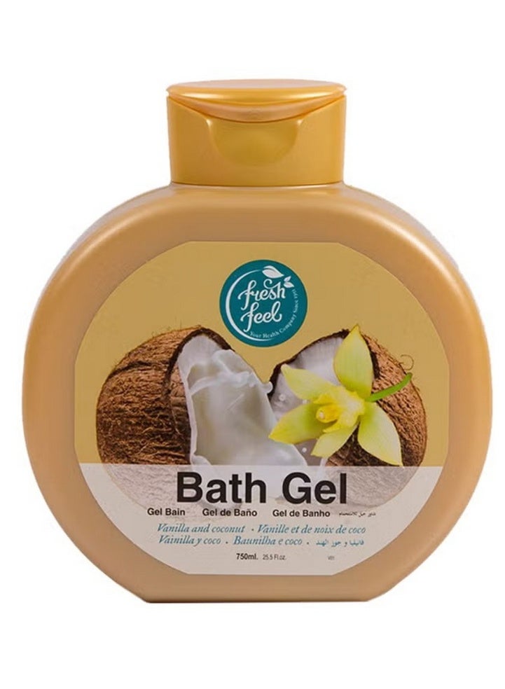 FRESH FEEL Vanilla And Coconut Bath Gel 750 ML - Image 1