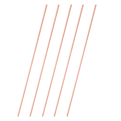 Tynulox 5Pcs 9 Gauge Pure Electrode Copper Round Rod 3.0mm Dia 10" Length Bare Copper Cu Metal Rod for Metal Craft Hobbies - Image 1