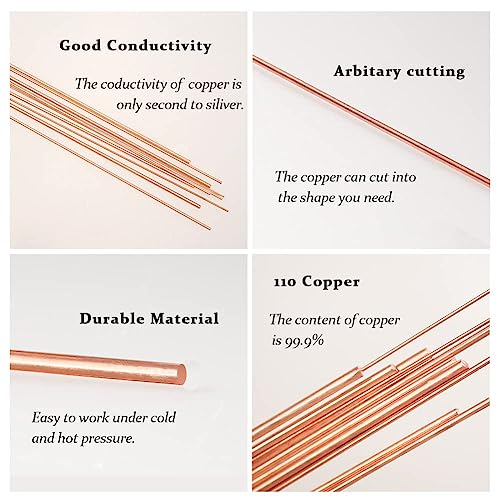 Tynulox 5Pcs 9 Gauge Pure Electrode Copper Round Rod 3.0mm Dia 10" Length Bare Copper Cu Metal Rod for Metal Craft Hobbies - Image 3