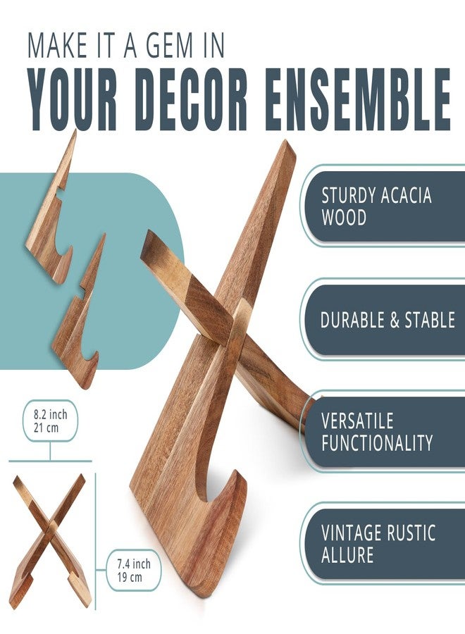 كومفيفي حامل كتب الطبخ من خشب الأكاسيا من كومفيفي - حامل كتب وصفات ريفي لسطح المطبخ - بني عتيق - Image 2