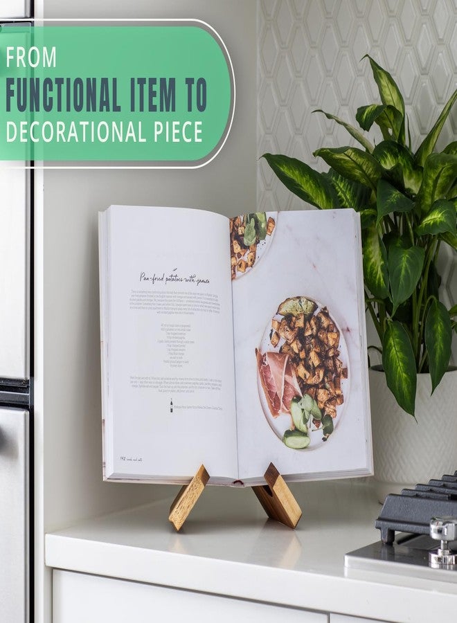 كومفيفي حامل كتب الطبخ من خشب الأكاسيا من كومفيفي - حامل كتب وصفات ريفي لسطح المطبخ - بني عتيق - Image 5