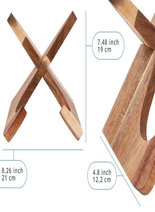 كومفيفي حامل كتب الطبخ من خشب الأكاسيا من كومفيفي - حامل كتب وصفات ريفي لسطح المطبخ - بني عتيق - Image 3