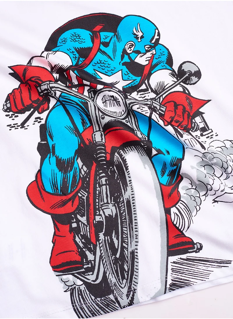 The Souled Store The Souled Store Official Captain America Superpower Printed Oversized T-Shirts for Kids and Boys