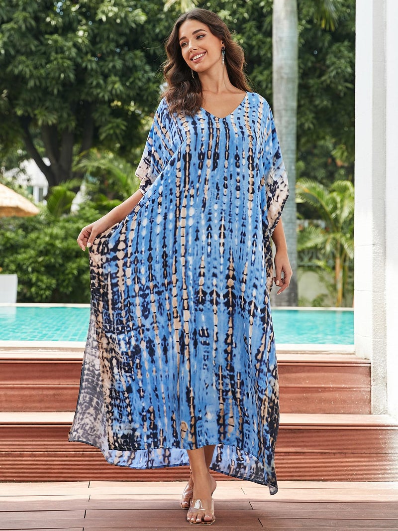 IMAGEKOPE Kaftan for Women Plus Size Bathing Suit Cover up Batwing Dress Loose fit Moroccan Caftan mumu Dresses for Women - Image 3