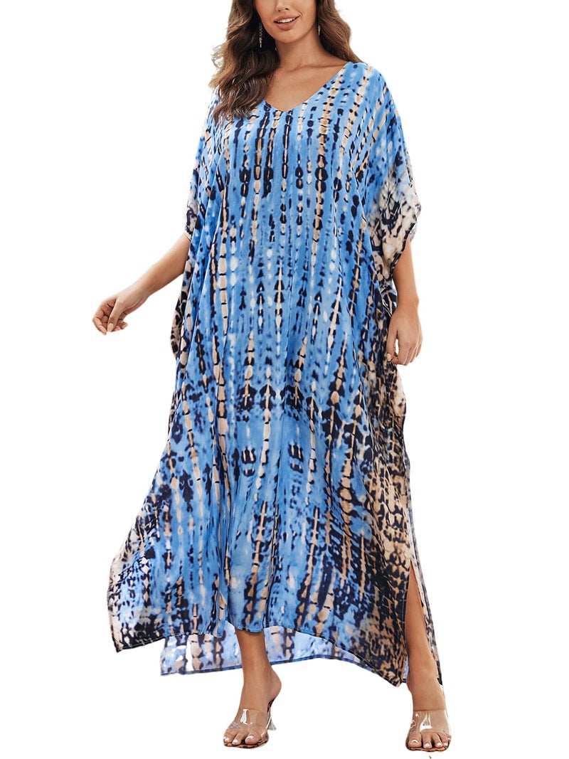 IMAGEKOPE Kaftan for Women Plus Size Bathing Suit Cover up Batwing Dress Loose fit Moroccan Caftan mumu Dresses for Women - Image 1
