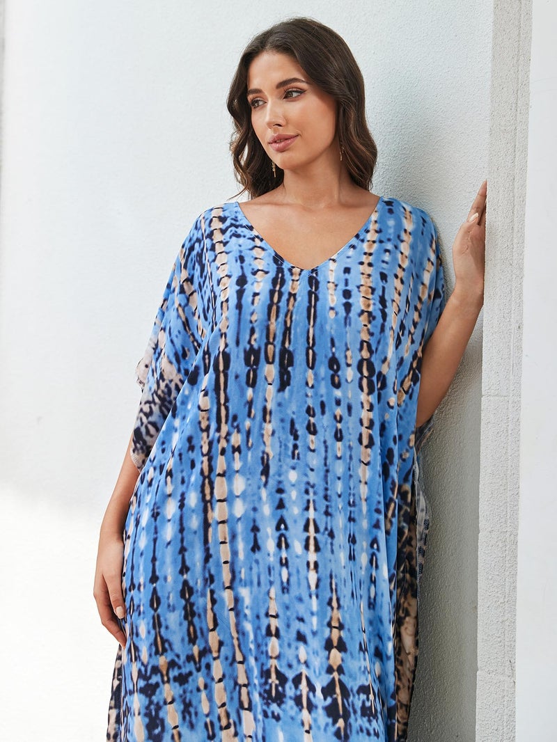IMAGEKOPE Kaftan for Women Plus Size Bathing Suit Cover up Batwing Dress Loose fit Moroccan Caftan mumu Dresses for Women - Image 4