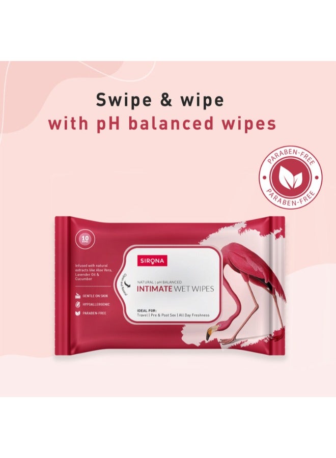 Sirona Natural Intimate Wipes, PH Balanced 10 Wipes - Image 2