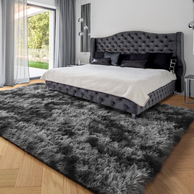 PAGISOFE Abstract Soft Shaggy Rugs for Living Room 5x8 Ft,Tie-Dyed Grey Fluffy Washable Rugs for Kids Room Furry Carpets for Bedroom Room Decor Aesthetic Large Shag Carpet for Boys Girls Dorm Nursery - Image 4