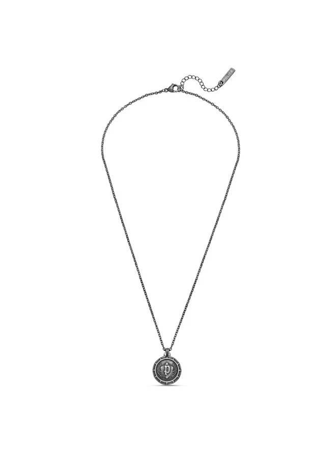 بوليس Crest Antique Silver Disc Emblem Pendant Necklace For MenPEAGN0023301