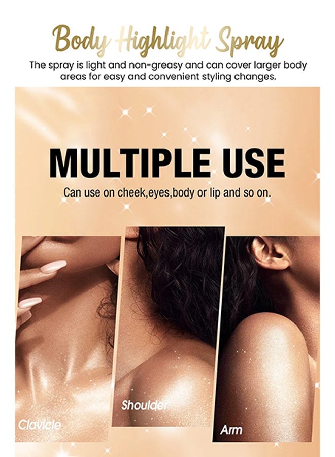 VERONNI Body Glitter Highlight，Glitter Body Oil, Moisturizing Lightweight Glitter Glow Illuminator, Non-stick Body Glow Liquid Highlighter Makeup Your Skin, Smooth Liquid Spray Summer Body Illuminator - #04 Bronze Gold  - Image 3