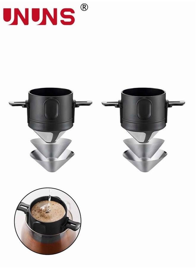 UNUNS Coffee Filter,Reusable 2 Cup Stainless Steel Basket,Foldable On Both Sides,Coffee Permanent Filter - Image 2