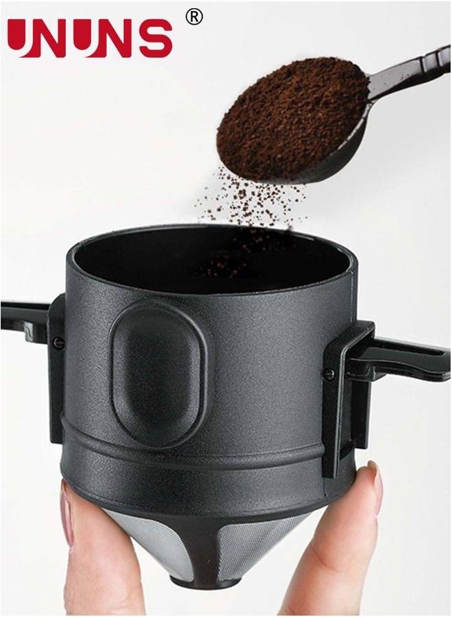 UNUNS Coffee Filter,Reusable 2 Cup Stainless Steel Basket,Foldable On Both Sides,Coffee Permanent Filter - Image 3