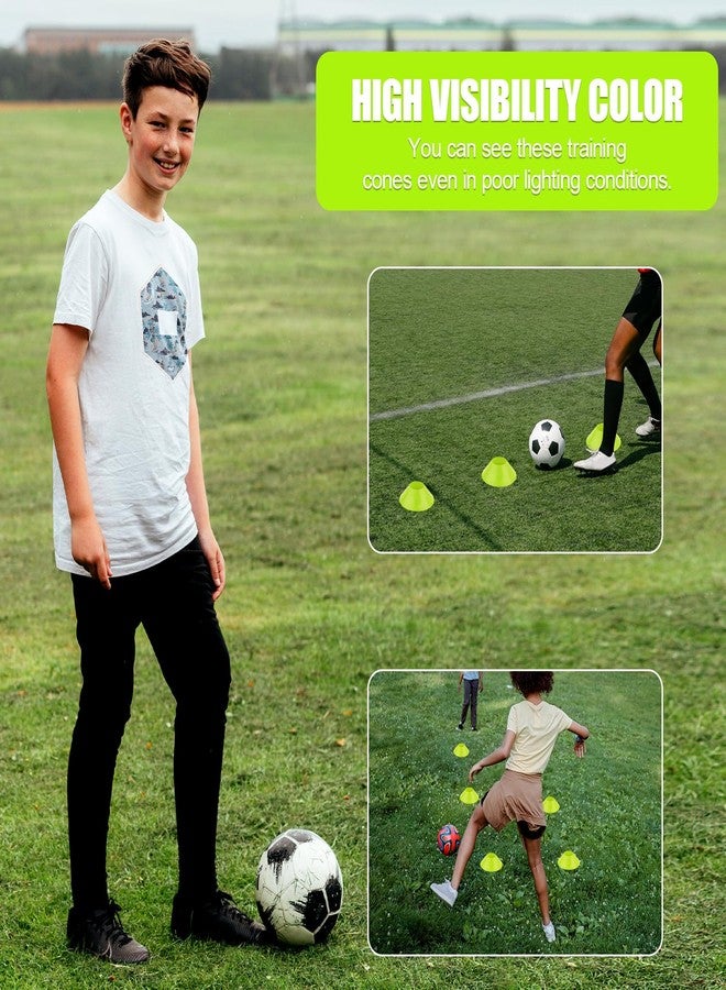 XIHIRCD 15pcs Soccer Cones for Sports Training, Mini Football Cones Flexible Agility Sports Cones Training Cones for Football Basketball Running Drills Sports Games Field Cone Markers Kids (Fluorescent Green) - Image 5