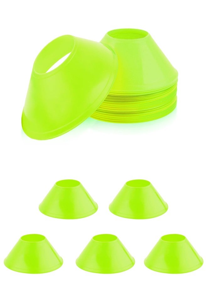 XIHIRCD 15pcs Soccer Cones for Sports Training, Mini Football Cones Flexible Agility Sports Cones Training Cones for Football Basketball Running Drills Sports Games Field Cone Markers Kids (Fluorescent Green) - Image 1