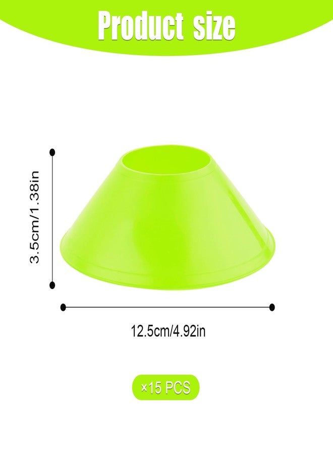 XIHIRCD 15pcs Soccer Cones for Sports Training, Mini Football Cones Flexible Agility Sports Cones Training Cones for Football Basketball Running Drills Sports Games Field Cone Markers Kids (Fluorescent Green) - Image 2