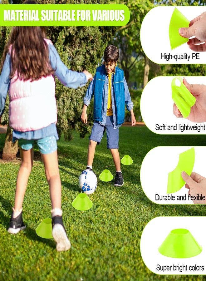 XIHIRCD 15pcs Soccer Cones for Sports Training, Mini Football Cones Flexible Agility Sports Cones Training Cones for Football Basketball Running Drills Sports Games Field Cone Markers Kids (Fluorescent Green) - Image 4
