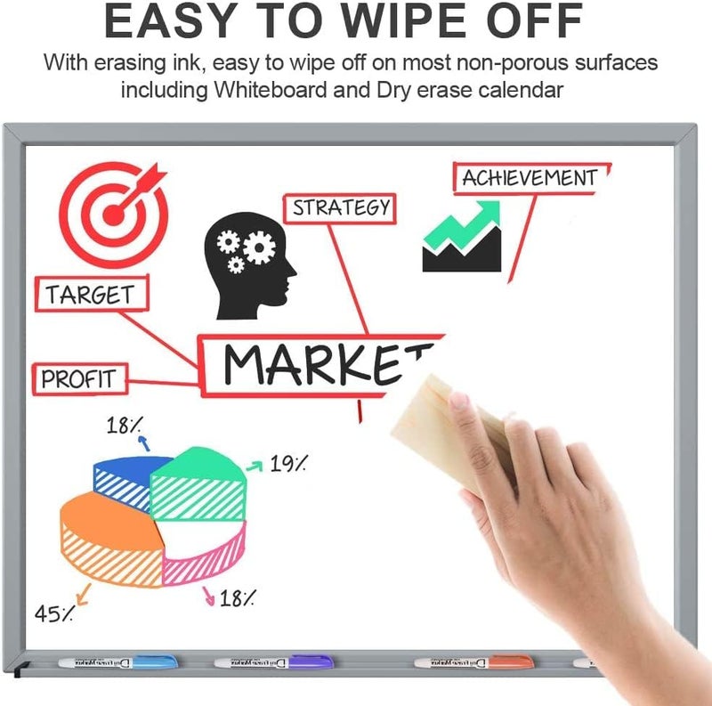 Volcanics Dry Erase Markers Low Odour Fine Whiteboard Markers Thin Box of 125-10 Colours - Image 3