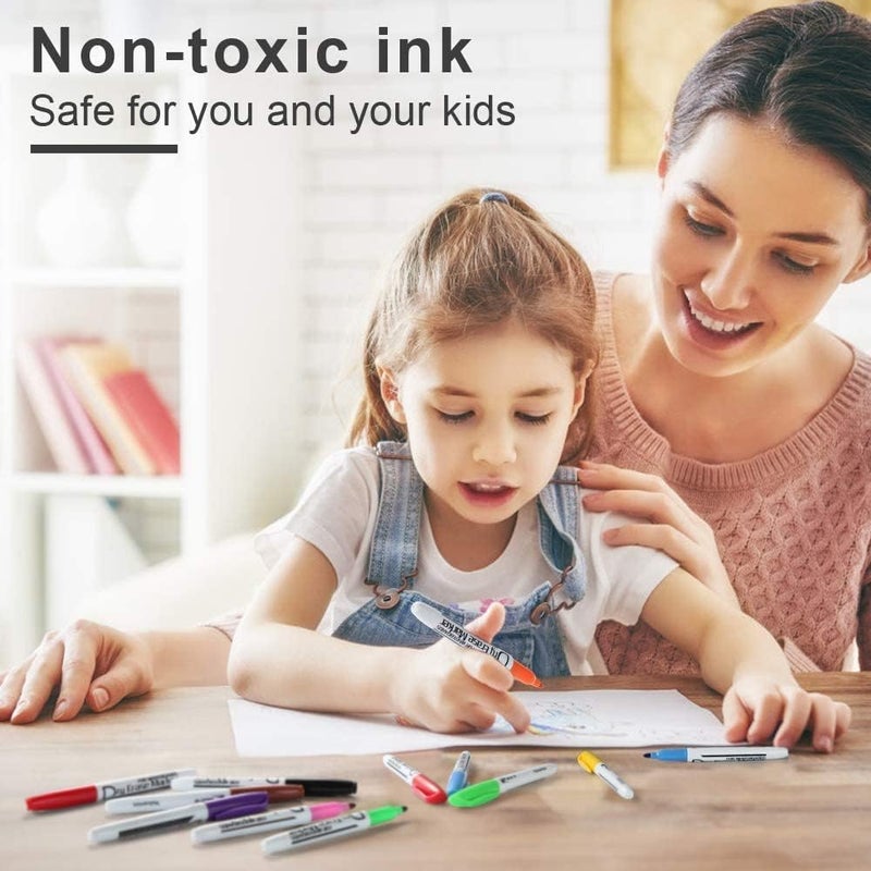 Volcanics Dry Erase Markers Low Odour Fine Whiteboard Markers Thin Box of 125-10 Colours - Image 4