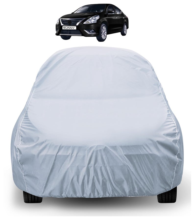 Auto Hub Car Cover Compatible with Sunny with Weather Resistant, Car Protection, Triple Stitched, Sunny Car Cover- Plain Silver - Image 1