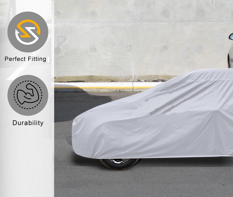 Auto Hub Car Cover Compatible with Sunny with Weather Resistant, Car Protection, Triple Stitched, Sunny Car Cover- Plain Silver - Image 3