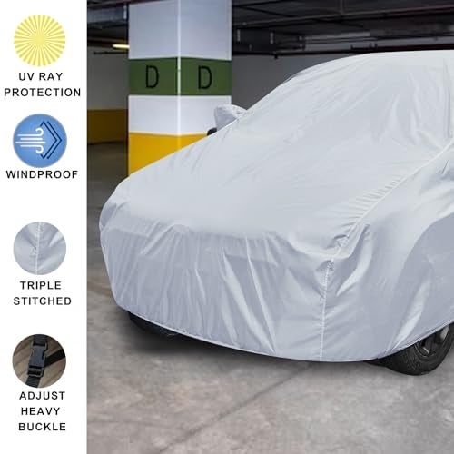 Auto Hub Car Cover Compatible with Sunny with Weather Resistant, Car Protection, Triple Stitched, Sunny Car Cover- Plain Silver - Image 2