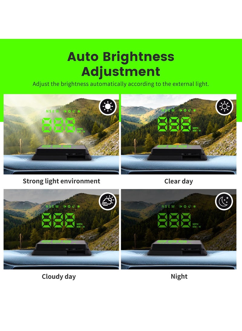 Excefore Heads up Display for Cars, Car Speedometer Display, Head up Display for Car Windshield, GPS Heads up Display, GPS Speedometer, Digital Speedometer for Car MPH - Image 4
