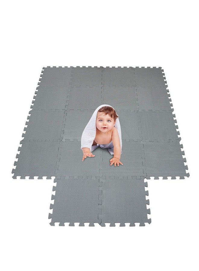 meiqicool meiqicool Foam Play Mat Thick Soft EVA Interlocking Foam Floor Mats Children Yoga Exercise Multi Jigsaw Puzzle Blocking Board Kids Playmats Play Grey 18 Piece L - Image 2