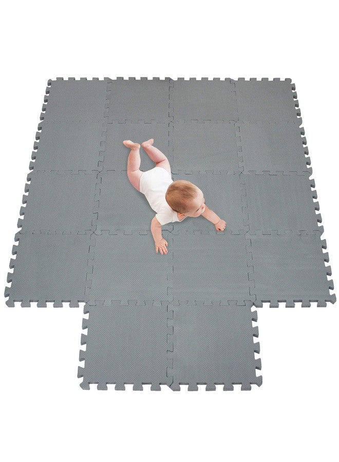 meiqicool meiqicool Foam Play Mat Thick Soft EVA Interlocking Foam Floor Mats Children Yoga Exercise Multi Jigsaw Puzzle Blocking Board Kids Playmats Play Grey 18 Piece L - Image 1
