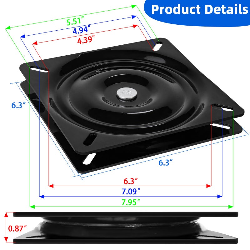 CLLOMAGY Boat Seat Swivel Base Mount,Boat Seat Pedestal Mount Clamp on with Swivel for Jon/Fishing/Kayak/Bass/Skiff with Bench,Clamp Adjusts from 7 1/2 to 18 inches,Powder-Coated Galvanized Steel - Image 4