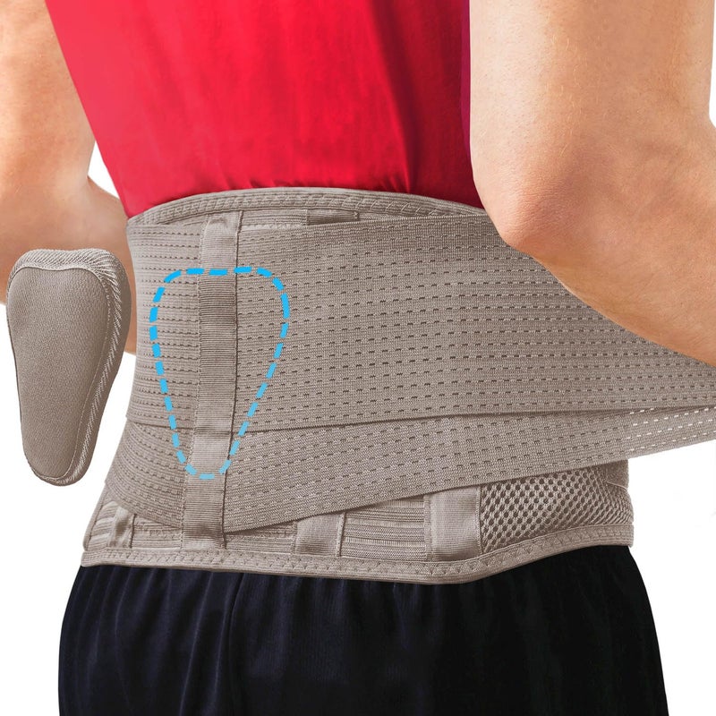 Sparthos Back Brace for Lower Back Pain - Immediate Relief from Sciatica, Herniated Disc - Breathable Design With Lumbar Support Pad - For Men & Women - Fits 38–44″ Waist (Beige-Medium, Check Sizing) - Image 4
