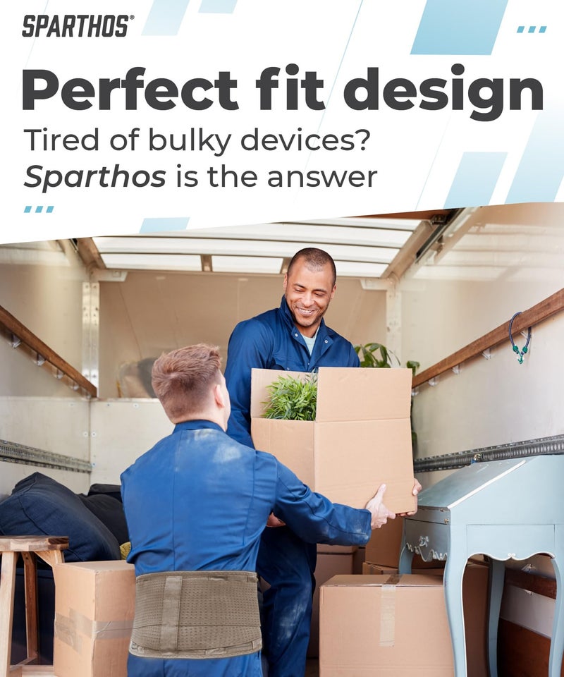 Sparthos Back Brace for Lower Back Pain - Immediate Relief from Sciatica, Herniated Disc - Breathable Design With Lumbar Support Pad - For Men & Women - Fits 38–44″ Waist (Beige-Medium, Check Sizing) - Image 5