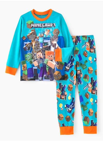 babyqlo Pixelated adventure printed cotton pajama set for boys