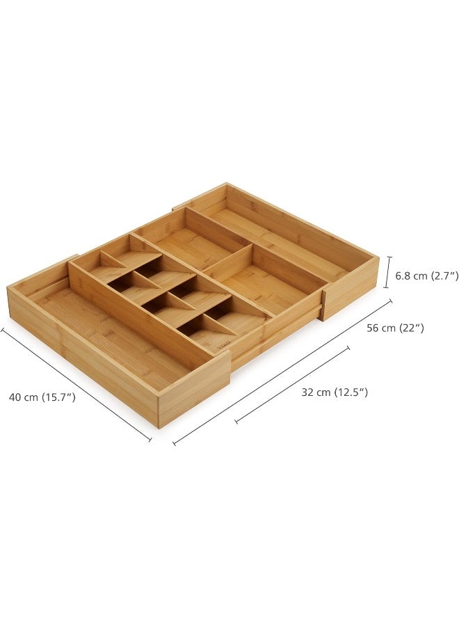 Joseph Joseph Joseph Joseph DrawerStore Expandable Adjustable Drawer Tray Cutlery Kitchen Utensil Organizer 10-12 Compartments Bamboo  - Image 3