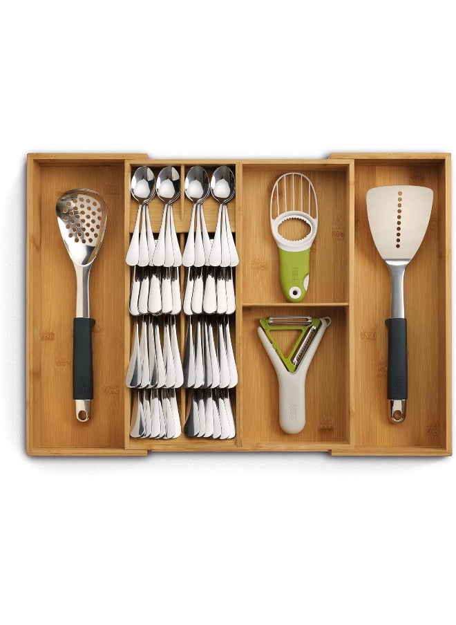 Joseph Joseph Joseph Joseph DrawerStore Expandable Adjustable Drawer Tray Cutlery Kitchen Utensil Organizer 10-12 Compartments Bamboo  - Image 1