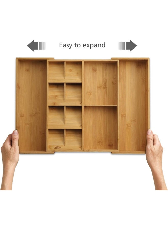 Joseph Joseph Joseph Joseph DrawerStore Expandable Adjustable Drawer Tray Cutlery Kitchen Utensil Organizer 10-12 Compartments Bamboo  - Image 2